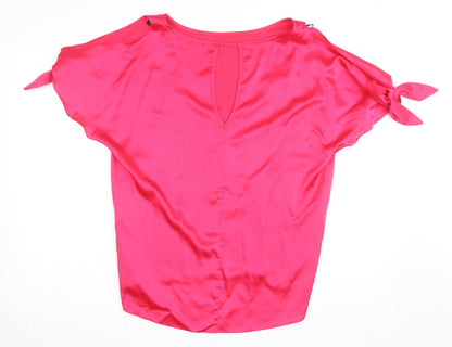 Dorothy Perkins Women’s Pink Satin Cold Shoulder Blouse UK 10