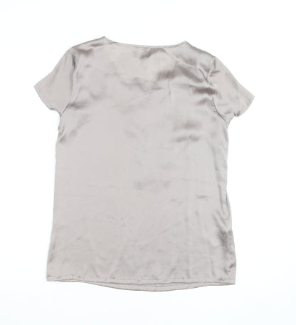 Vero Moda Women’s Beige Satin Ruffle Short Sleeve Blouse Size S