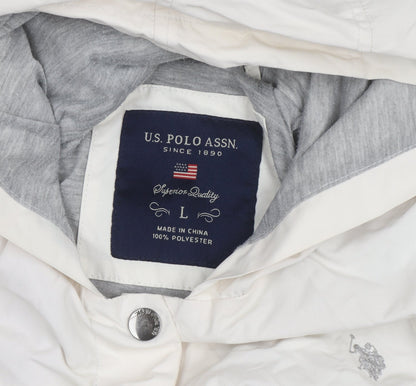 U.S. Polo Assn. Men's Ivory Hooded Rain Jacket Size L