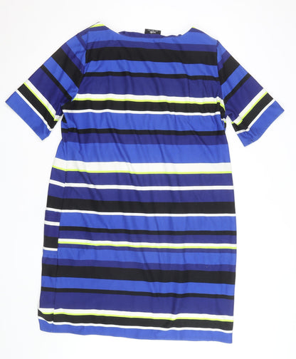 Wallis Women’s Blue Striped Shift Dress Size 18 Half Sleeve Workwear