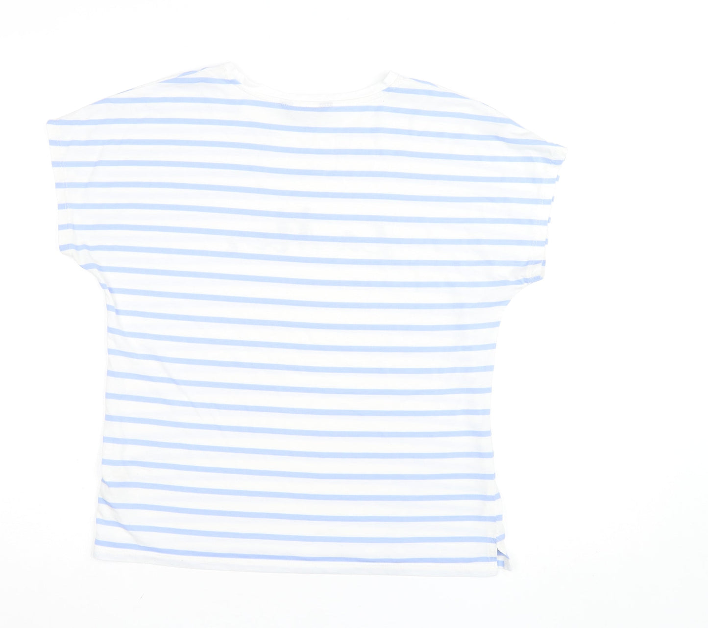 Marks and Spencer Women Blue Striped La Mer T-Shirt Size 10