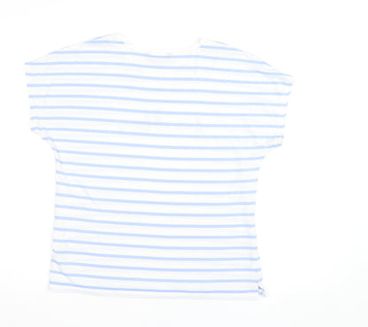Marks and Spencer Women Blue Striped La Mer T-Shirt Size 10