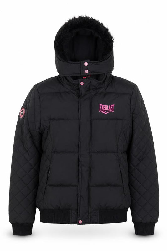 Everlast Women’s Black Size 8 Puffer Jacket Hooded Quilted Winter Coat