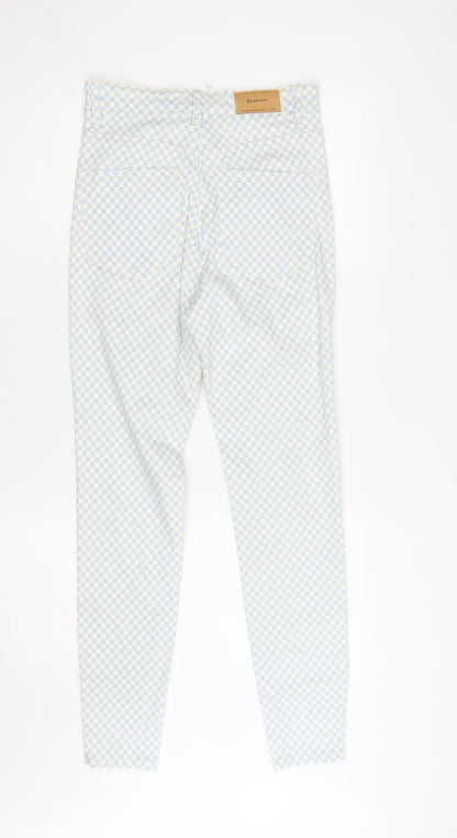 Stradivarius Women's Blue Check Skinny High Waist Jeans Size 10