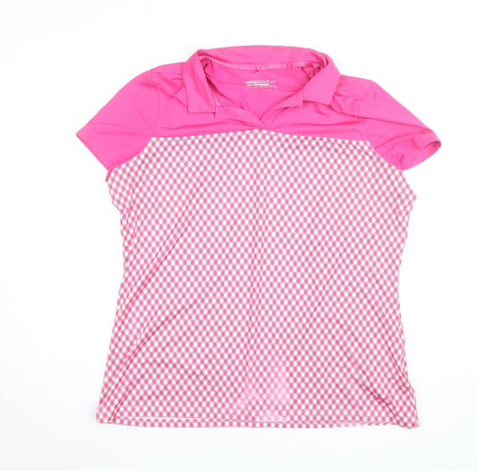 Nike Golf Women's Pink Check Dri-Fit Polo Shirt XL