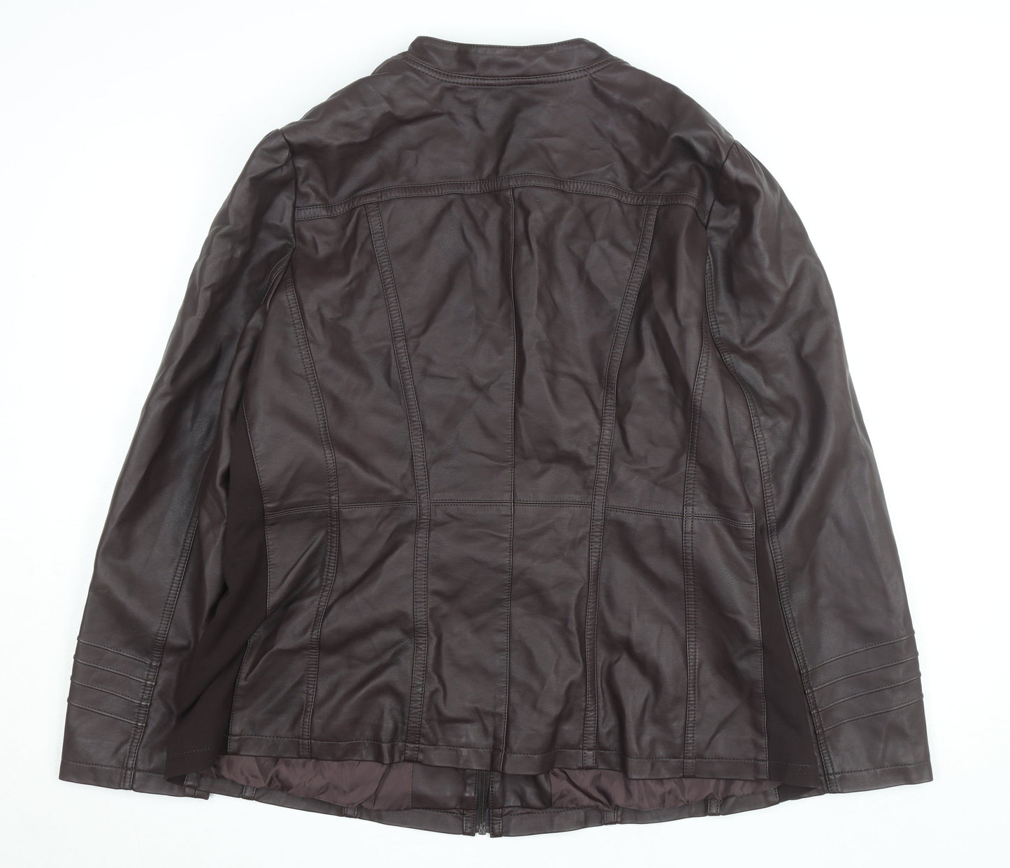 Evans Women Brown Faux Leather Biker Jacket Size 22