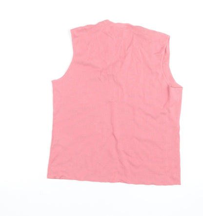 Ralph Lauren Women Pink Cotton Sleeveless V-Neck Tank Top L