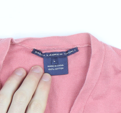 Ralph Lauren Women Pink Cotton Sleeveless V-Neck Tank Top L