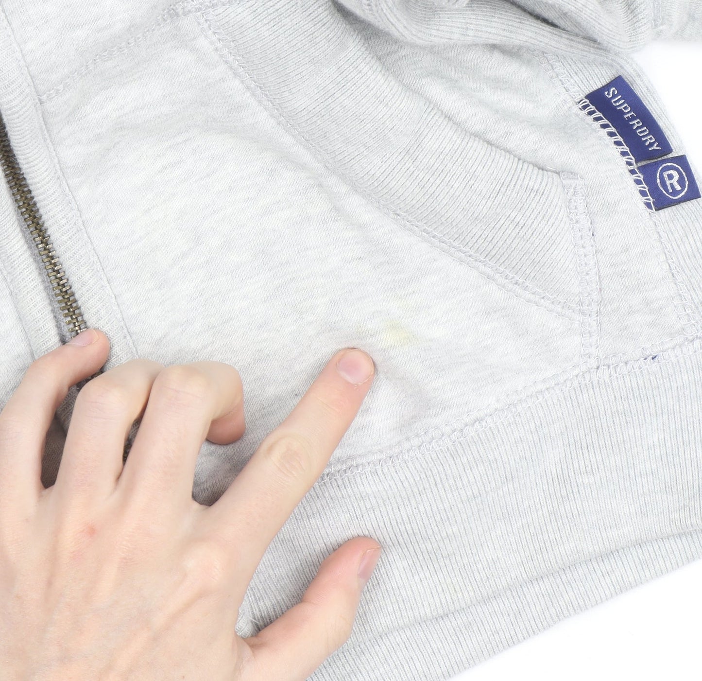 Superdry Women's Grey Full Zip Hooded Fleece Jumper Size M