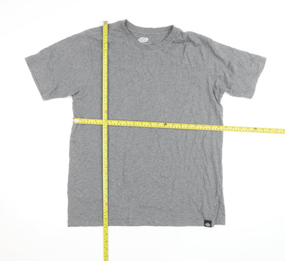 Dickies Men's Grey Short Sleeve Crew Neck Cotton T-Shirt Medium