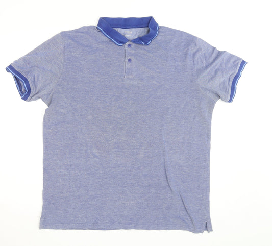 Dunnes Stores Men's Blue Regular Fit Cotton Blend Polo Shirt XL