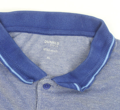 Dunnes Stores Men's Blue Regular Fit Cotton Blend Polo Shirt XL
