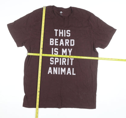 Old Navy Men’s Brown Funny Slogan T-Shirt Size L Cotton Crew Neck