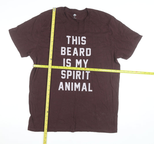 Old Navy Men’s Brown Funny Slogan T-Shirt Size L Cotton Crew Neck
