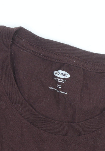 Old Navy Men’s Brown Funny Slogan T-Shirt Size L Cotton Crew Neck