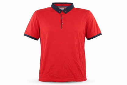 Centered Red Short Sleeve Polo Shirt Men L Cotton Blend Collared