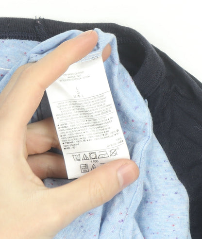 Gap Men's Blue Colourblock 3/4 Sleeve Cotton Blend Top Size L