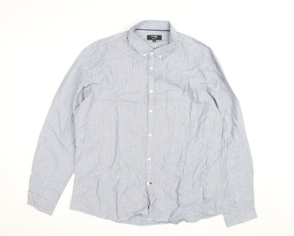 Dunnes Stores Men's Blue Striped Slim Fit Button-Up Shirt XL