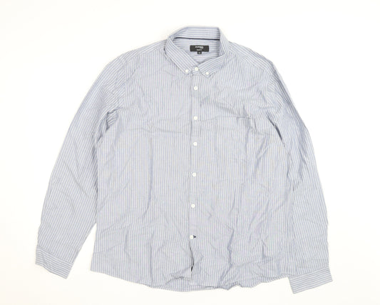 Dunnes Stores Men's Blue Striped Slim Fit Button-Up Shirt XL