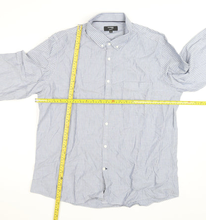 Dunnes Stores Men's Blue Striped Slim Fit Button-Up Shirt XL