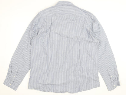 Dunnes Stores Men's Blue Striped Slim Fit Button-Up Shirt XL