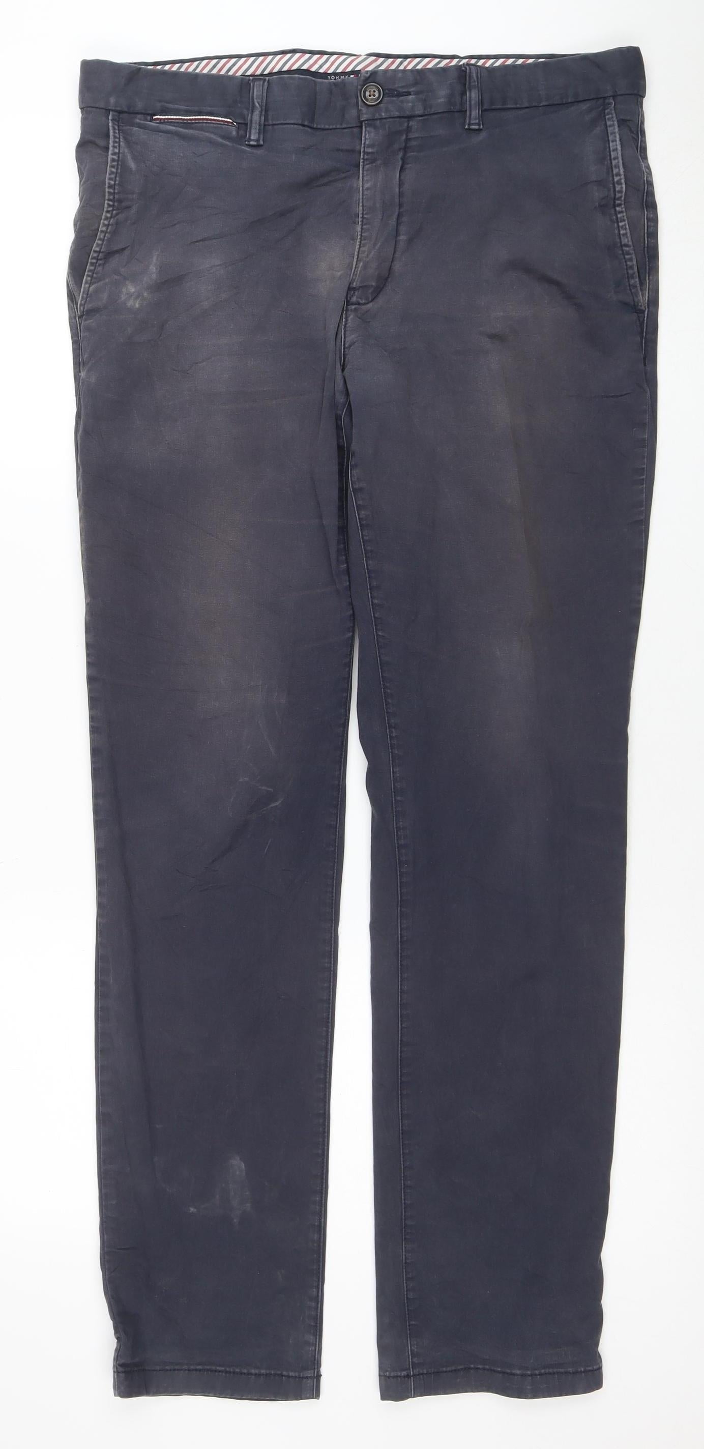Tommy Hilfiger Men's Blue 34/32 Chino Trousers Cotton Stretch