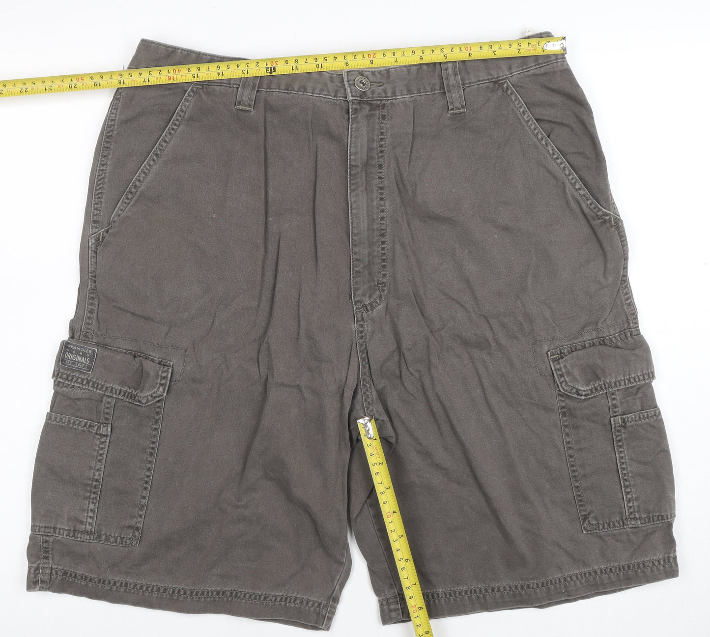 Wrangler Men's Grey Cargo Shorts Size 38 Canvas Cotton Blend