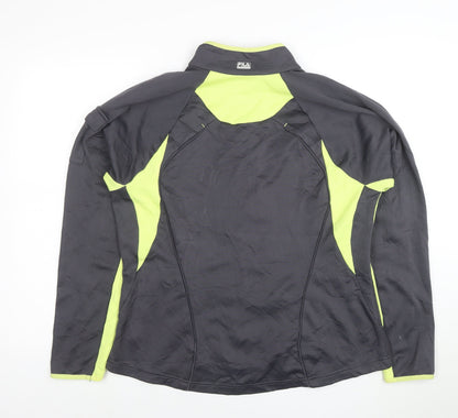 Fila Women Grey & Lime Full Zip Hoodie XL Polyester Activewear
