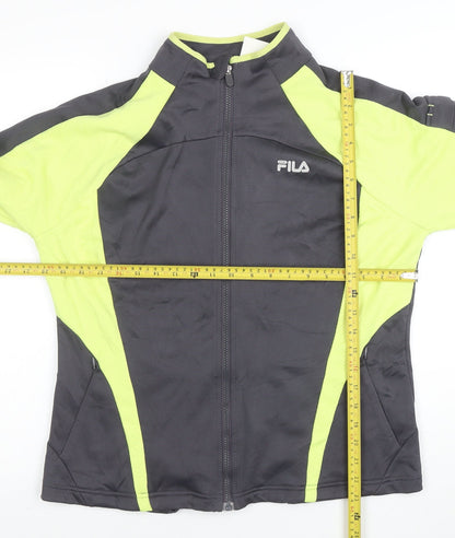 Fila Women Grey & Lime Full Zip Hoodie XL Polyester Activewear
