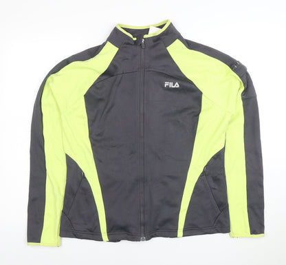 Fila Women Grey & Lime Full Zip Hoodie XL Polyester Activewear
