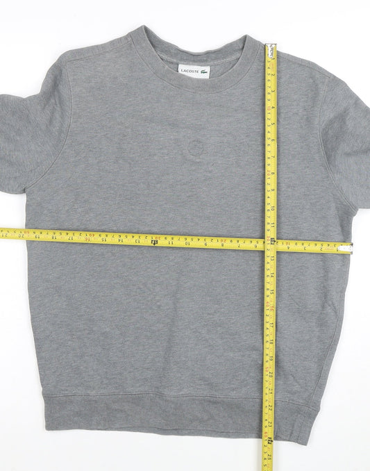 Lacoste Women's Grey Cotton Crew Neck Pullover Sweatshirt Size S