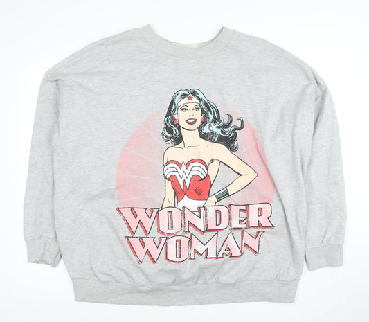 George Women Grey Wonder Woman Sweatshirt Size 20 Pullover Cotton Blend