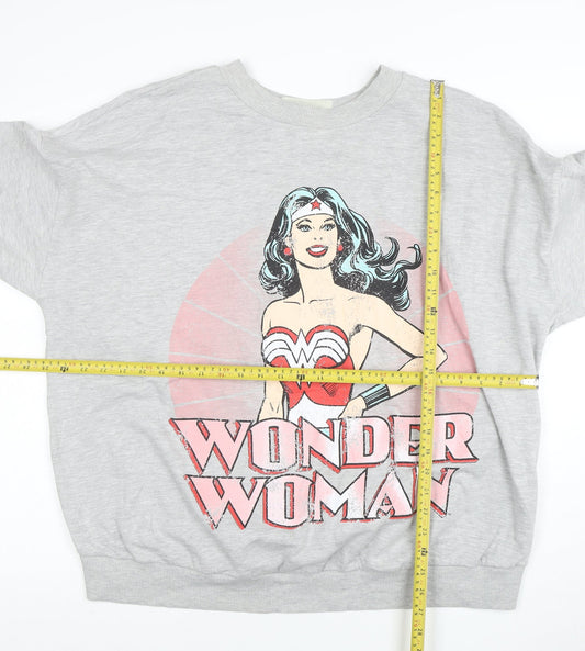 George Women Grey Wonder Woman Sweatshirt Size 20 Pullover Cotton Blend