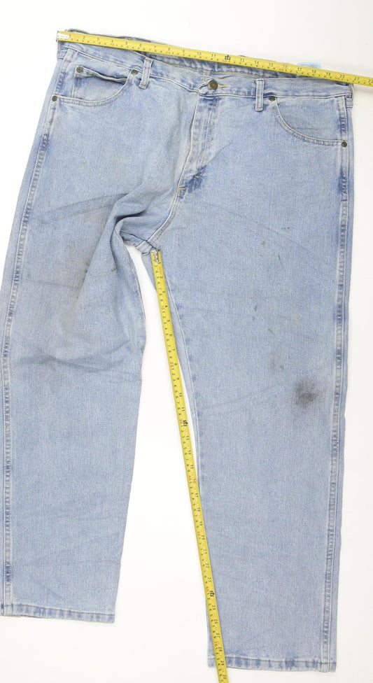 Wrangler Men Blue Light Wash Regular Fit Straight Jeans 40x30