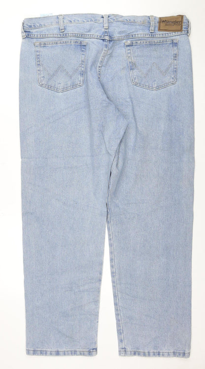 Wrangler Men Blue Light Wash Regular Fit Straight Jeans 40x30