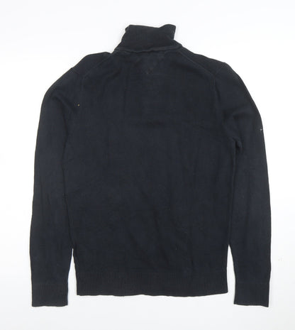 Tommy Hilfiger Men's Black S 1/2 Zip Cotton Cashmere Jumper
