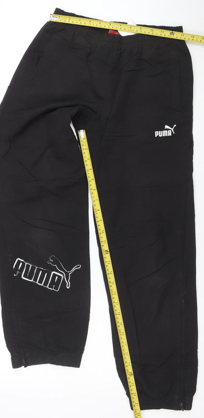Puma Boys Black 12 Years Track Pants with Elastic Waist and Zip Pockets