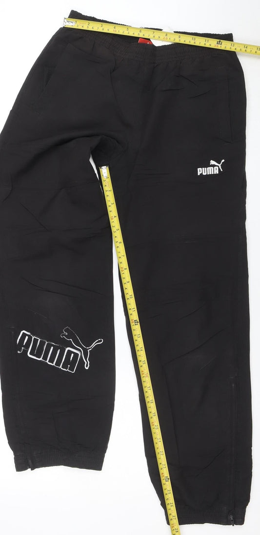 Puma Boys Black 12 Years Track Pants with Elastic Waist and Zip Pockets