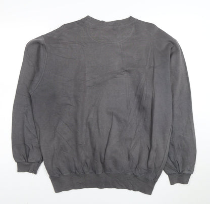 Champion Mens Grey L Pullover Sweatshirt Logo Crew Neck