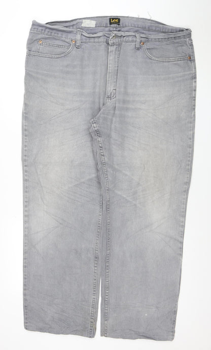Lee Men's Grey Relaxed Fit Straight Jeans 42x32 Cotton Denim