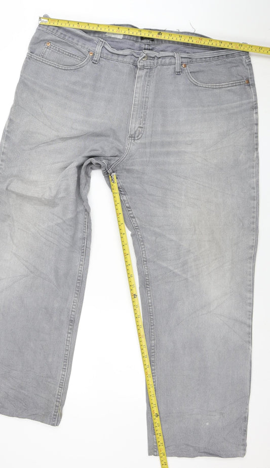 Lee Men's Grey Relaxed Fit Straight Jeans 42x32 Cotton Denim