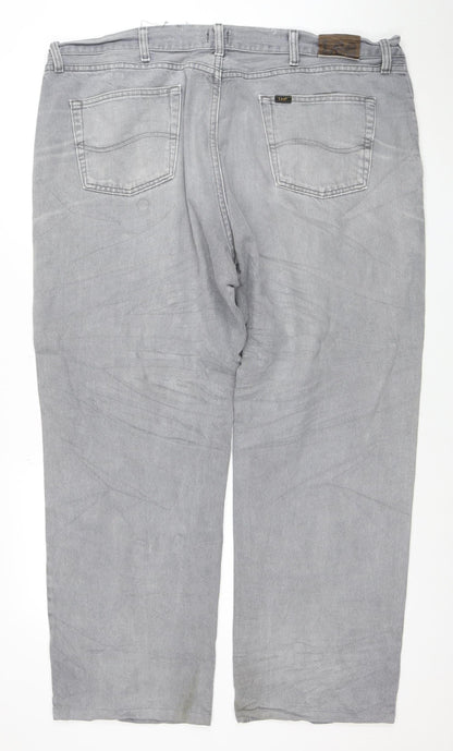 Lee Men's Grey Relaxed Fit Straight Jeans 42x32 Cotton Denim