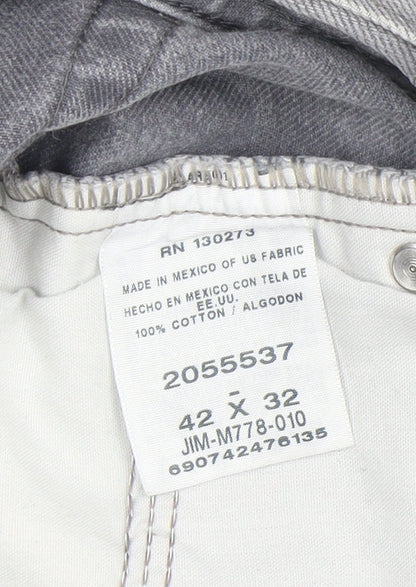 Lee Men's Grey Relaxed Fit Straight Jeans 42x32 Cotton Denim