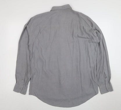 Burberry London Men's Grey Long Sleeve Button-Up Shirt Size M