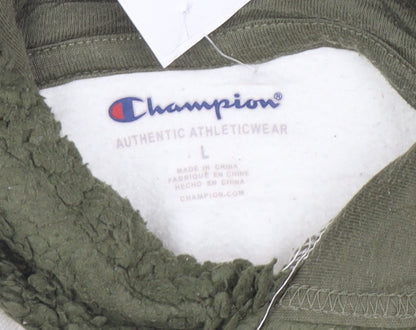 Champion Womens Beige and Green Sherpa Sleeve Pullover Hoodie L