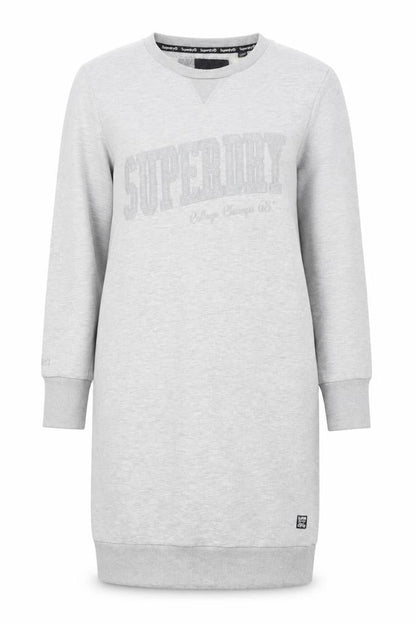 Superdry Women Grey Cotton Blend Long Sleeve T-Shirt Dress Size 14