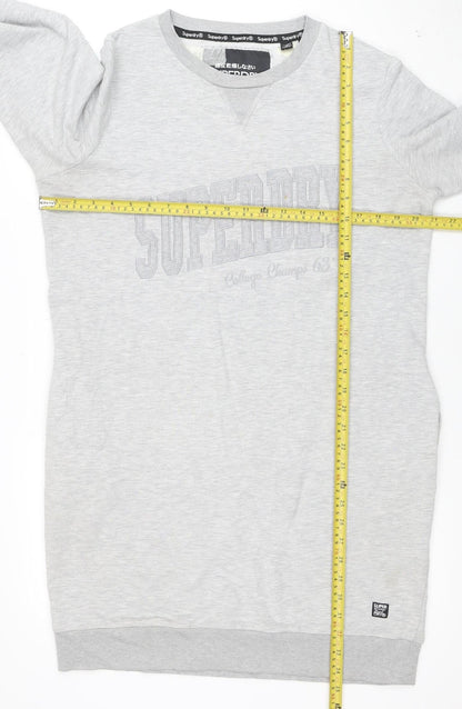 Superdry Women Grey Cotton Blend Long Sleeve T-Shirt Dress Size 14