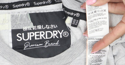 Superdry Women Grey Cotton Blend Long Sleeve T-Shirt Dress Size 14