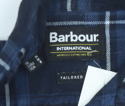Barbour International Men's Blue Check Tailored Long Sleeve Cotton Shirt M