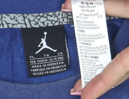 Jordan Boys Blue & Grey Crew Neck Sweatshirt XL 13-15 Years Cotton Blend